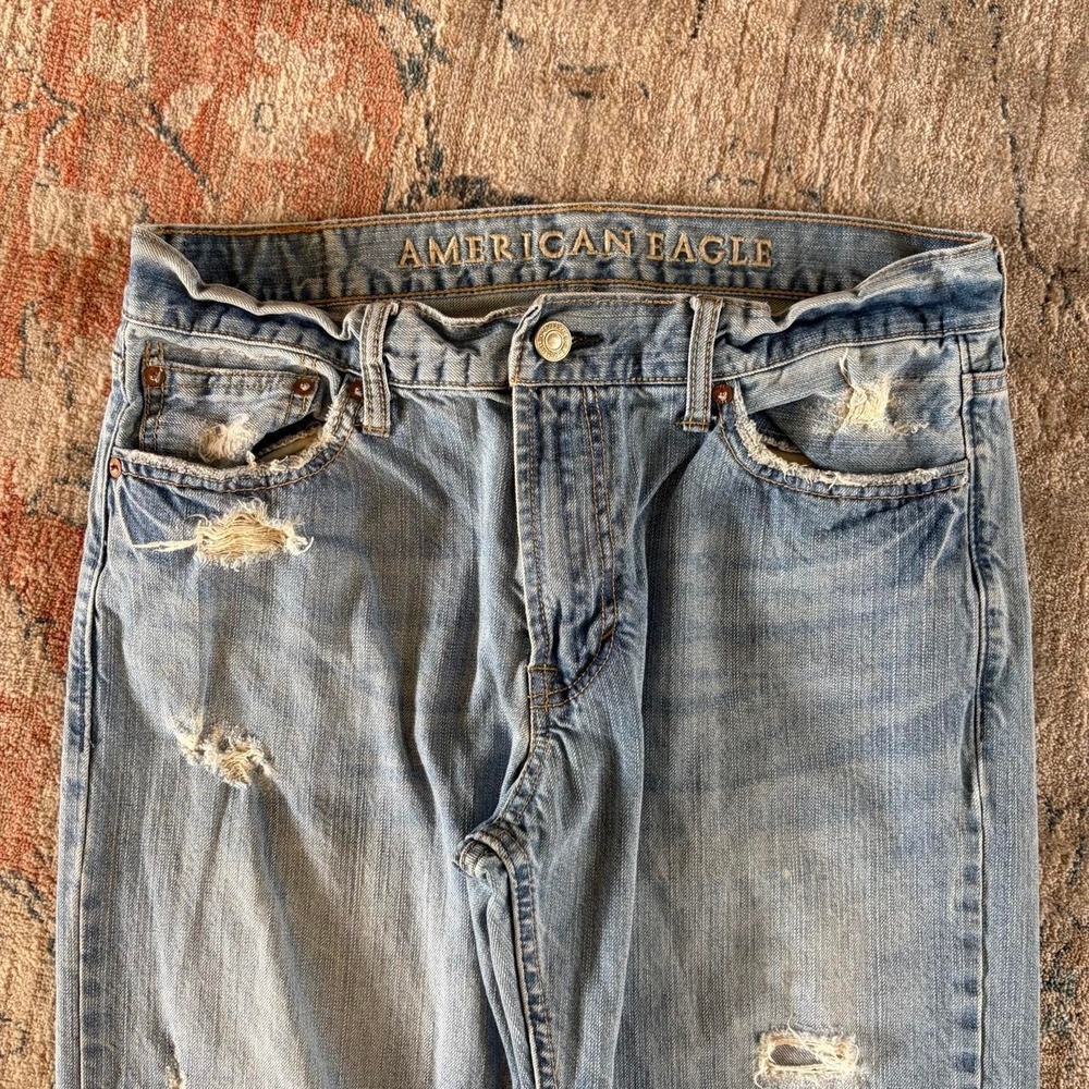 Y2K American eagle jeans  Size 33/32 light wash bootcut summer - Picture 2 of 7
